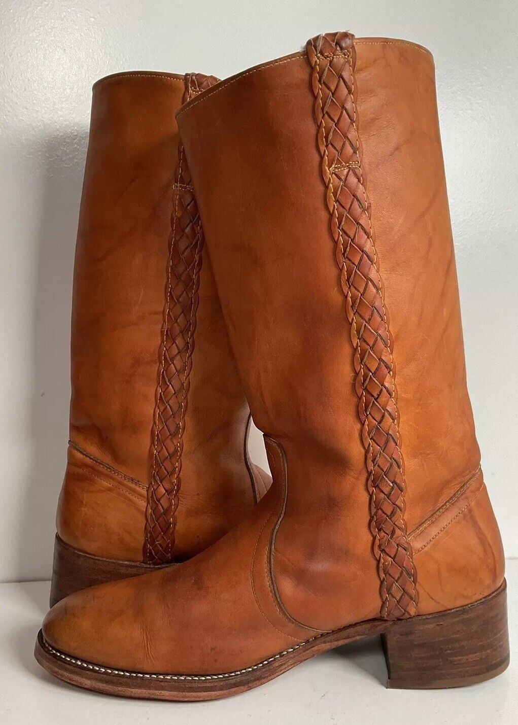 Vintage Dingo Acme Braided Campus Boots 10 D New Half Soles