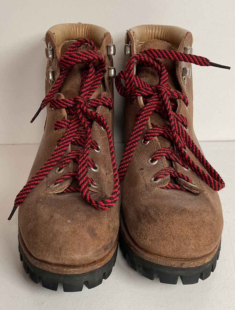 Vintage Vasque Mens Mountaineering Boots 8.5 A Hiking Rough Out Suede