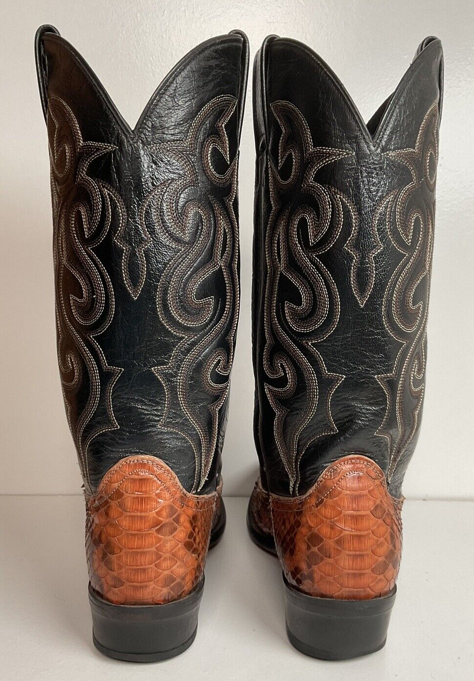 Dan Post Rust Brown Python Snakeskin Cowboy Boots 9 D Back Cut