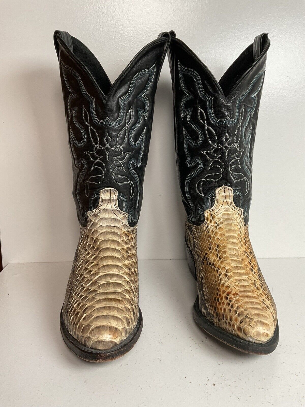 Vintage Abilene Back Cut Python Cowboy Boots 10 D USA Snakeskin