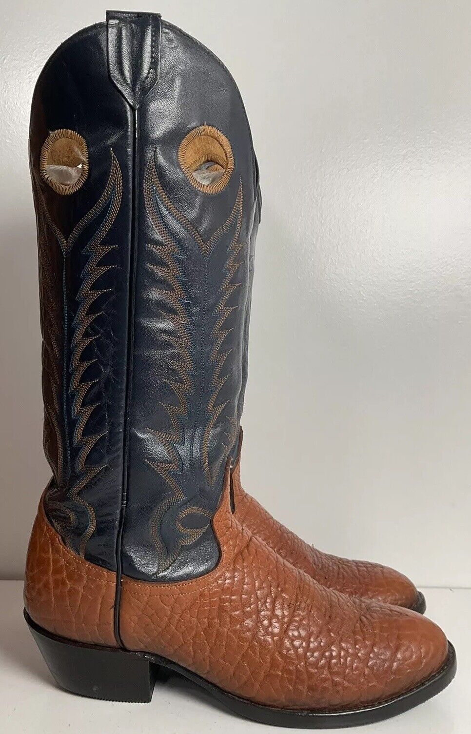 Vintage Tony Lama Buckaroo Cowboy Boots 8.5 D Bullhide Vamp Sole Savers