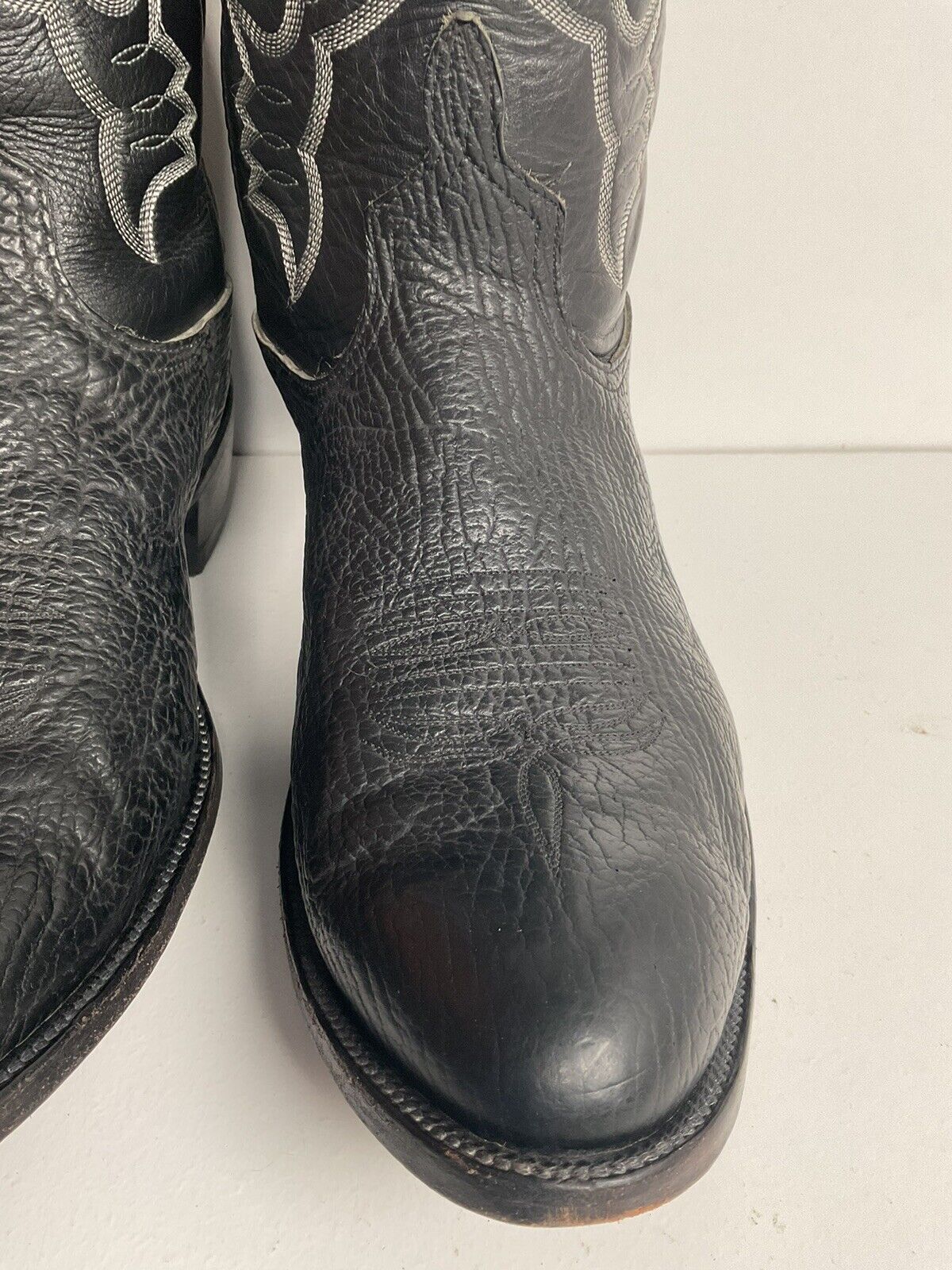 Anderson Bean Black Bullhide Cowboy Boots 12 EE USA Made