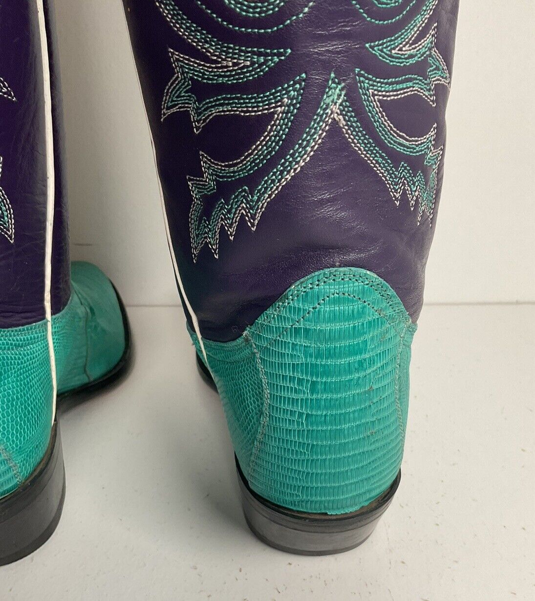 Dan Post Turquoise Cowgirl Boots 6 M Teju Lizard Vamp