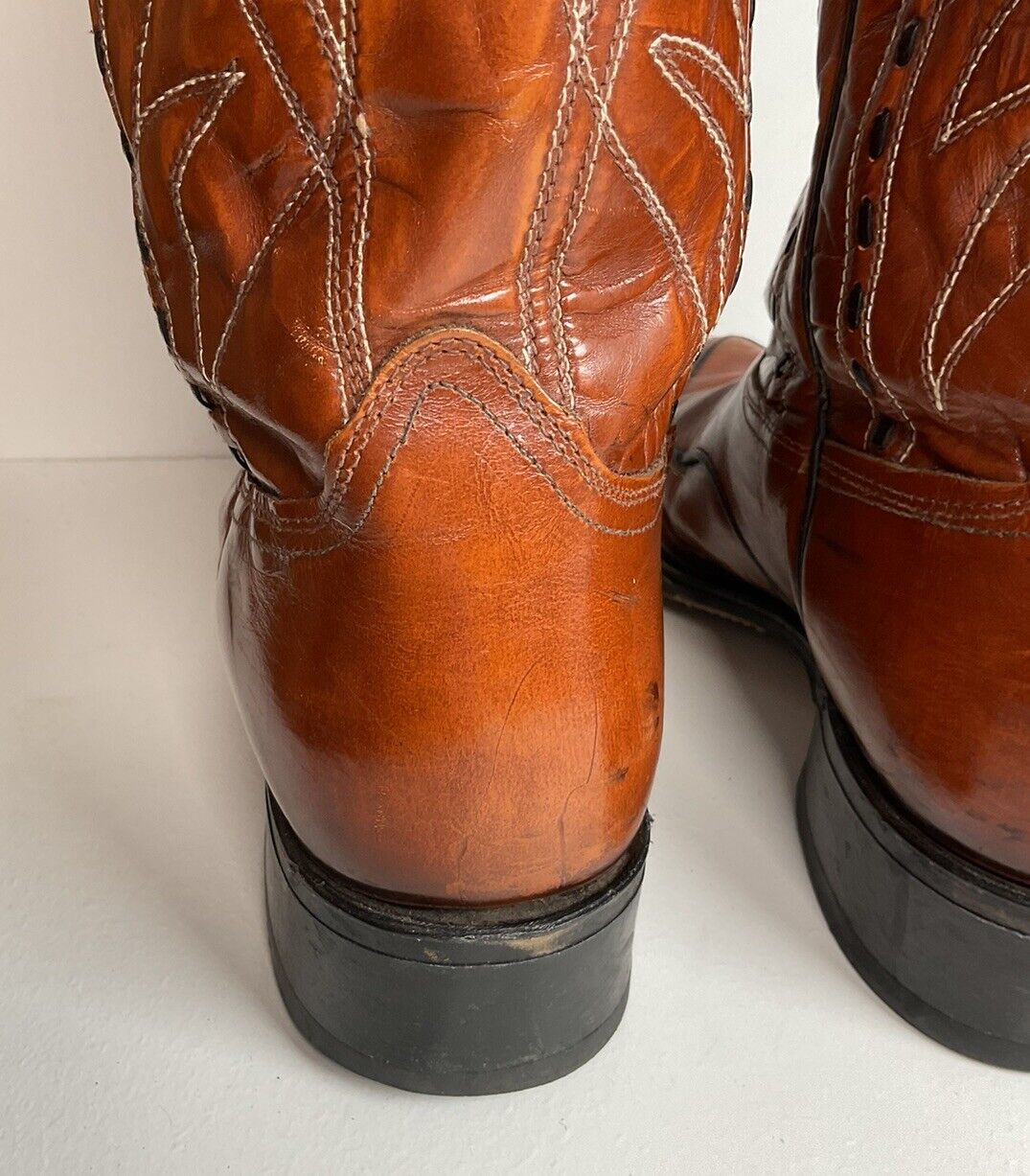 Vintage Dingo Acme Horseshoe Cowboy Boots 13 D Buck Stitched