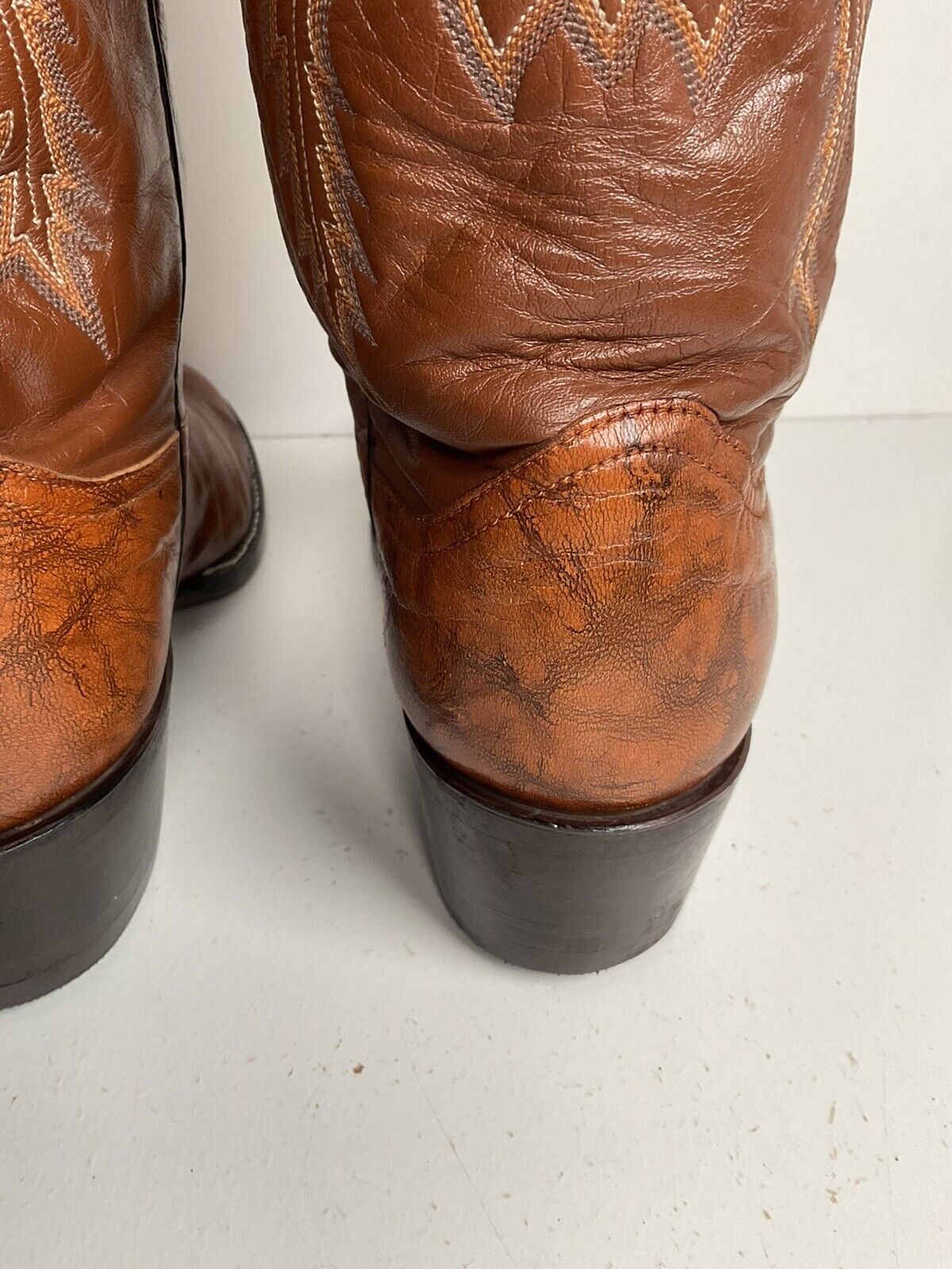 Vintage Larry Mahan Deerskin Cowboy Boots 11 D Marbled Leather New Half Soles