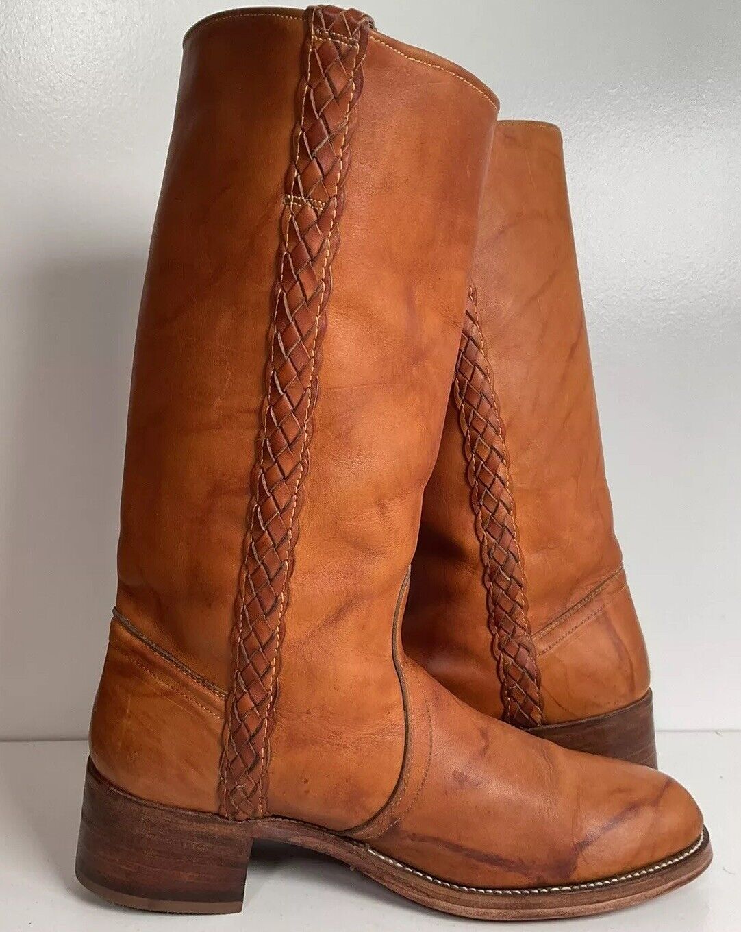 Vintage Dingo Acme Braided Campus Boots 10 D New Half Soles