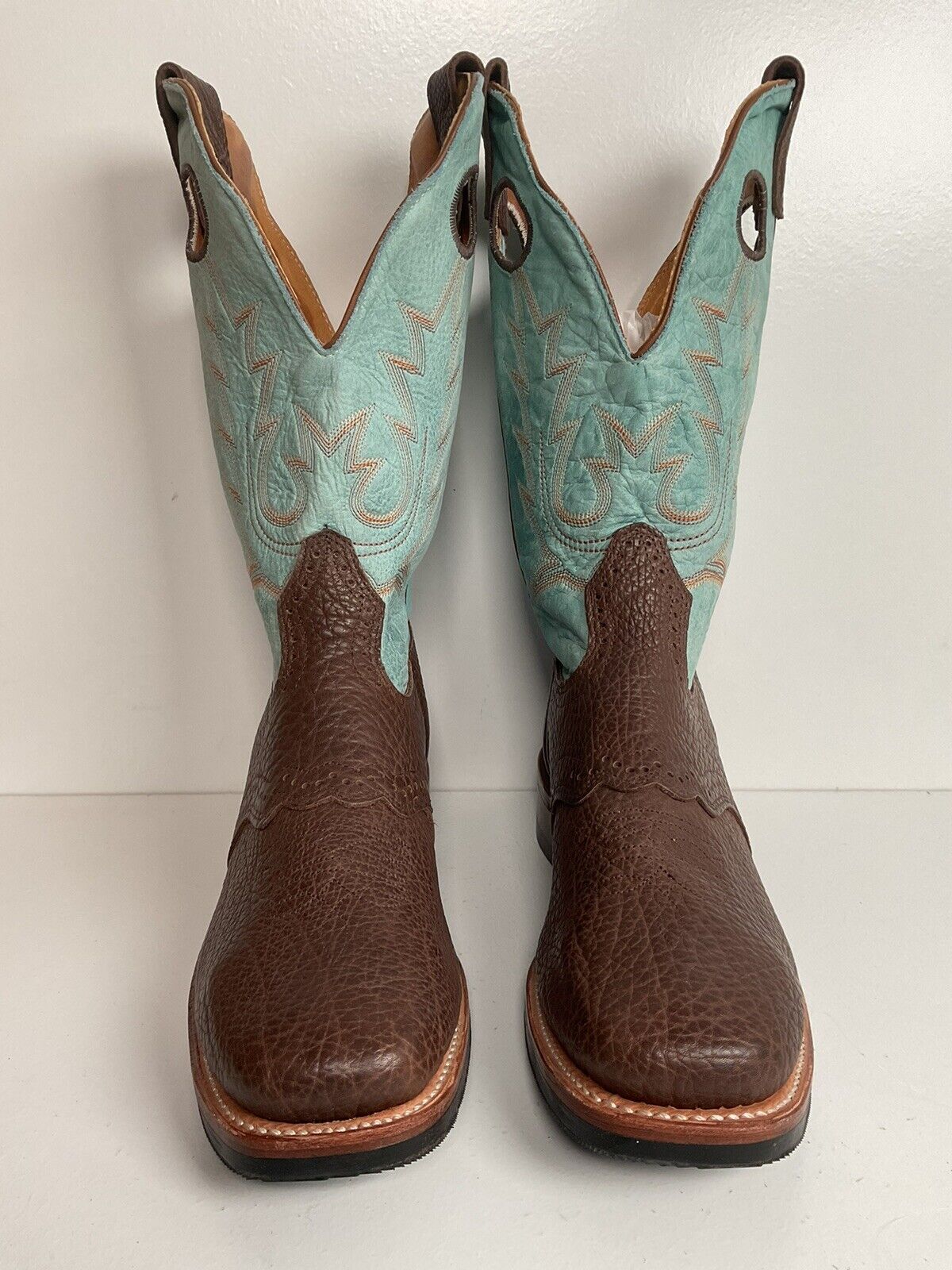 Boulet Turquoise Buckaroo Cowgirl Boots 9.5 C Crepe Sole