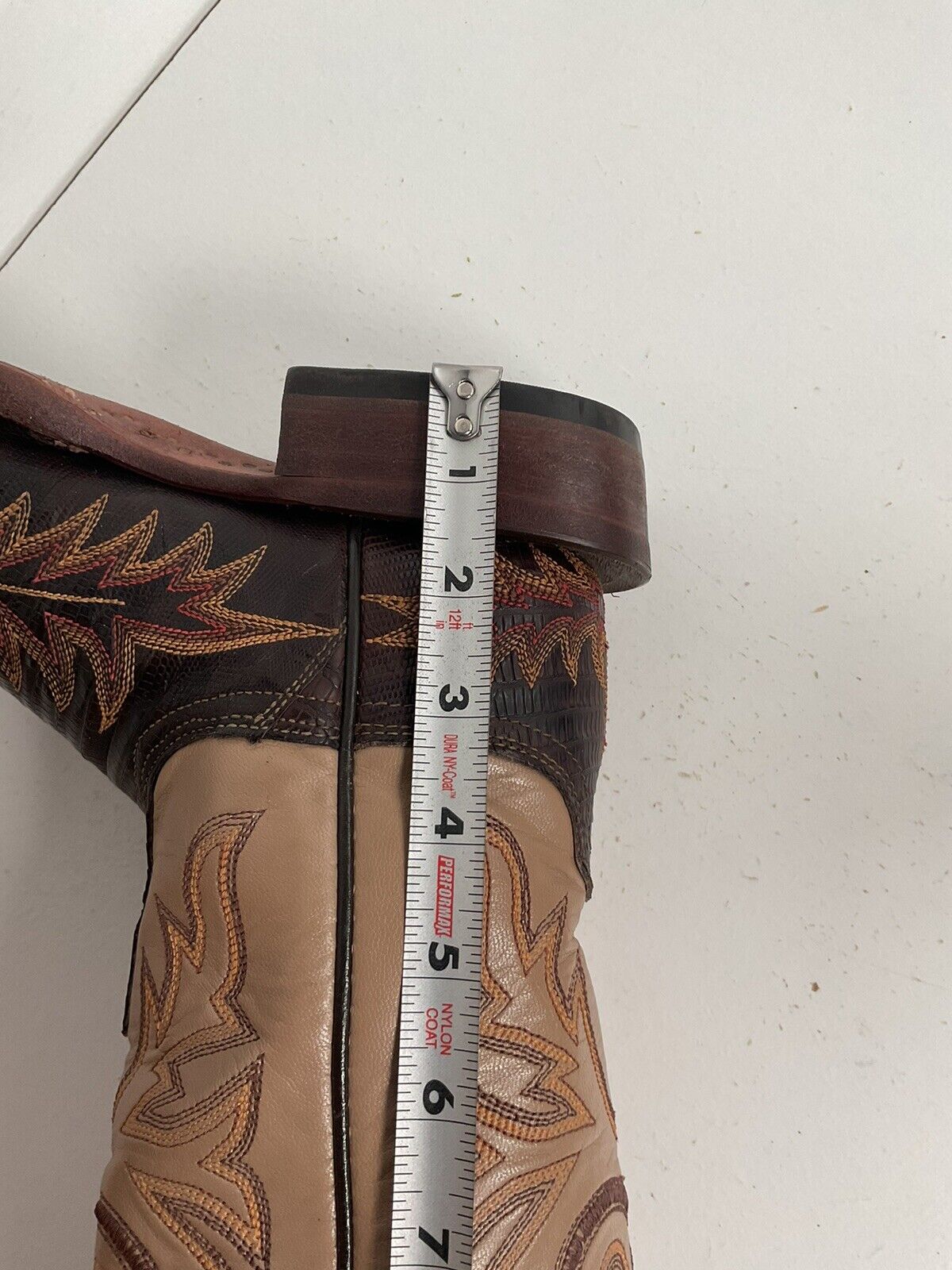 Lucchese Teju Lizard Cowgirl Boots 5 B Creme Stitched