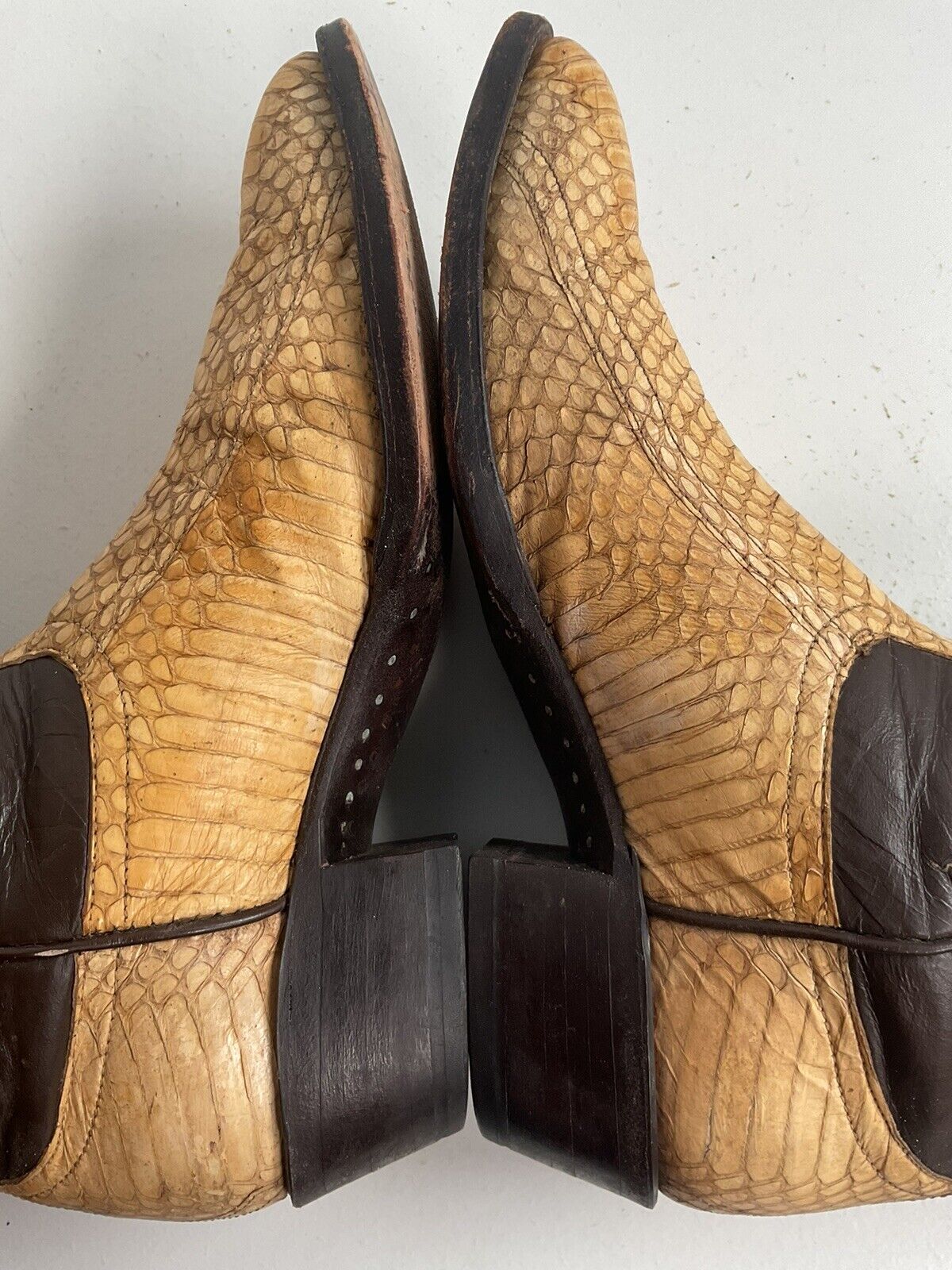 Vintage Larry Mahan King Cobra Snakeskin Cowboy Boots 9 D