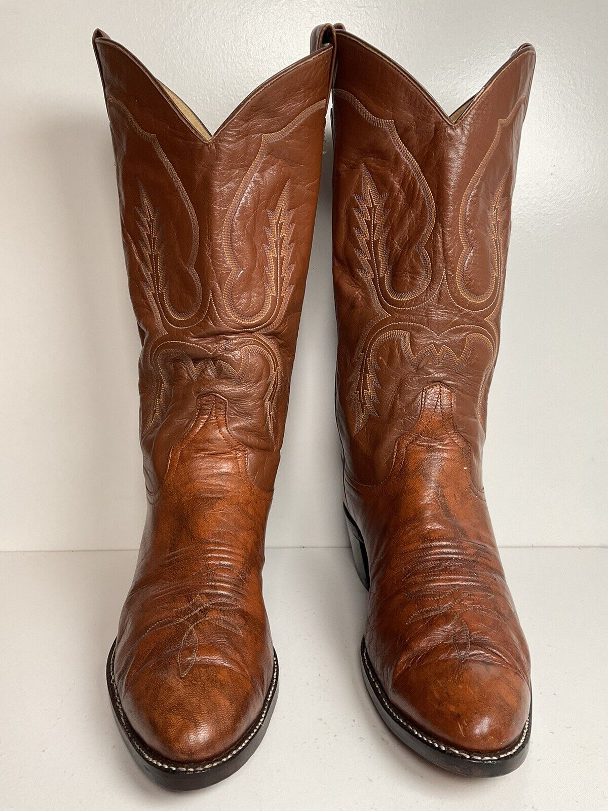 Vintage Larry Mahan Deerskin Cowboy Boots 11 D Marbled Leather New Half Soles