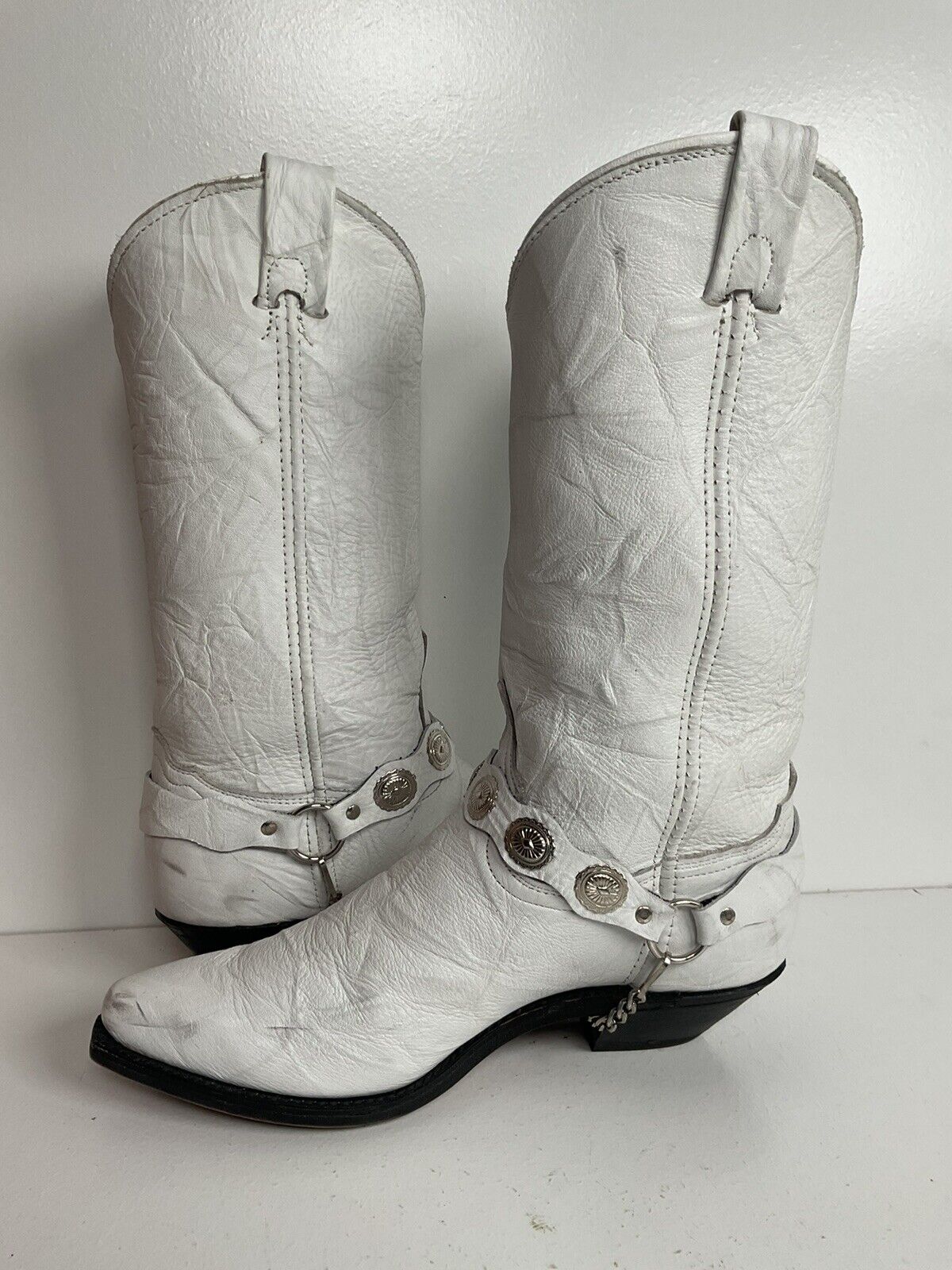 Abilene Wedding White Western Harness Boots 75 M Cowgirl