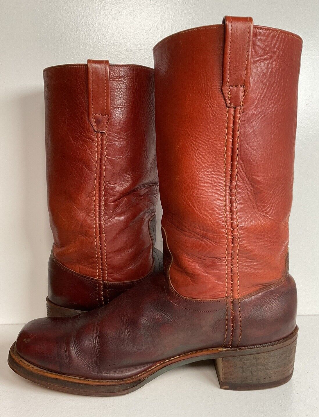 Vintage Acme Dingo Leather Campus Boots 13 D Thrashed