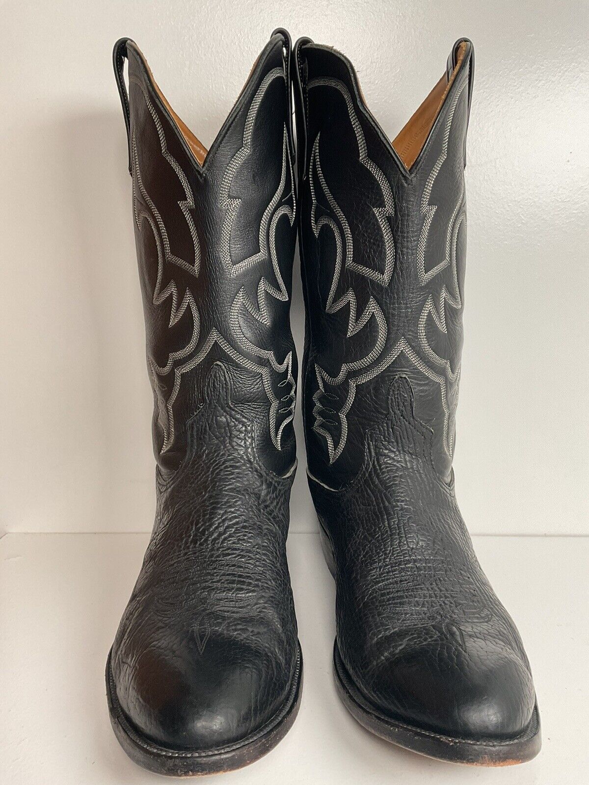 Anderson Bean Black Bullhide Cowboy Boots 12 EE USA Made