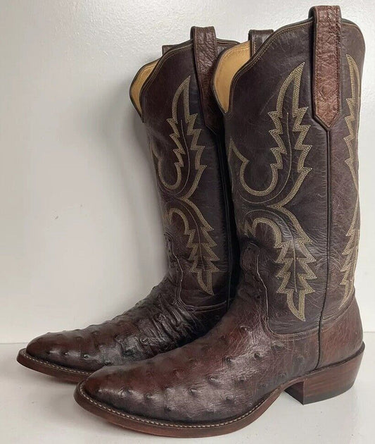 Vintage Rios Of Mercedes Exotic Ostrich Quill Cowboy Boots 8.5 B New Welts