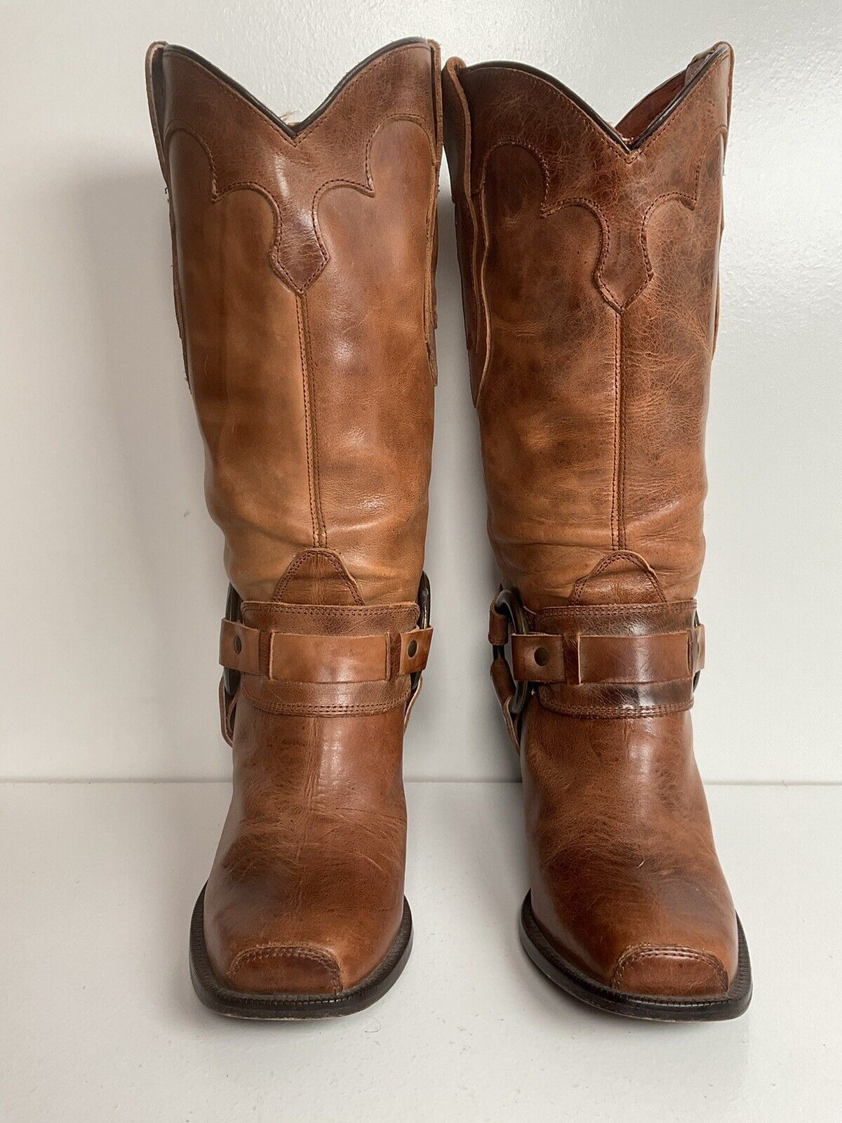 Justin Brown Harness Moto Boots 7.5 B Heeled Ankle Harness