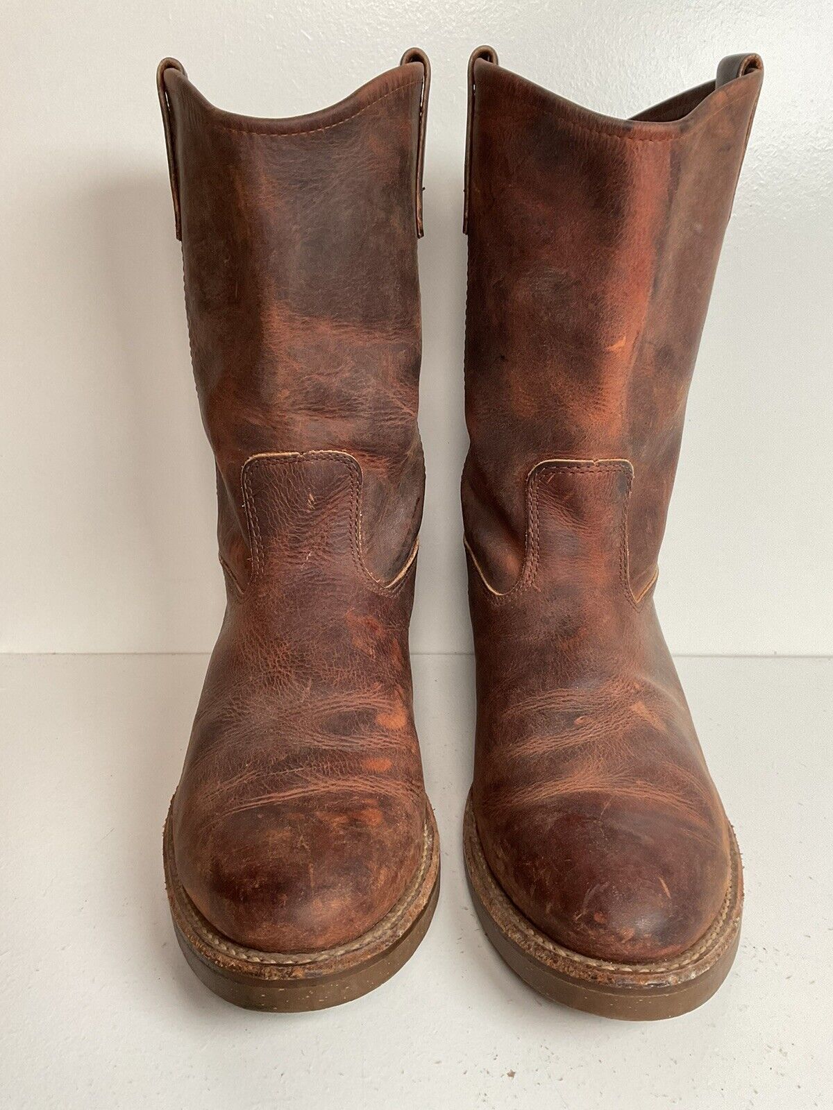 Vintage L. L. Bean Nail Seat Leather Work Boots 10.5 D Soft Toe Thick Hide