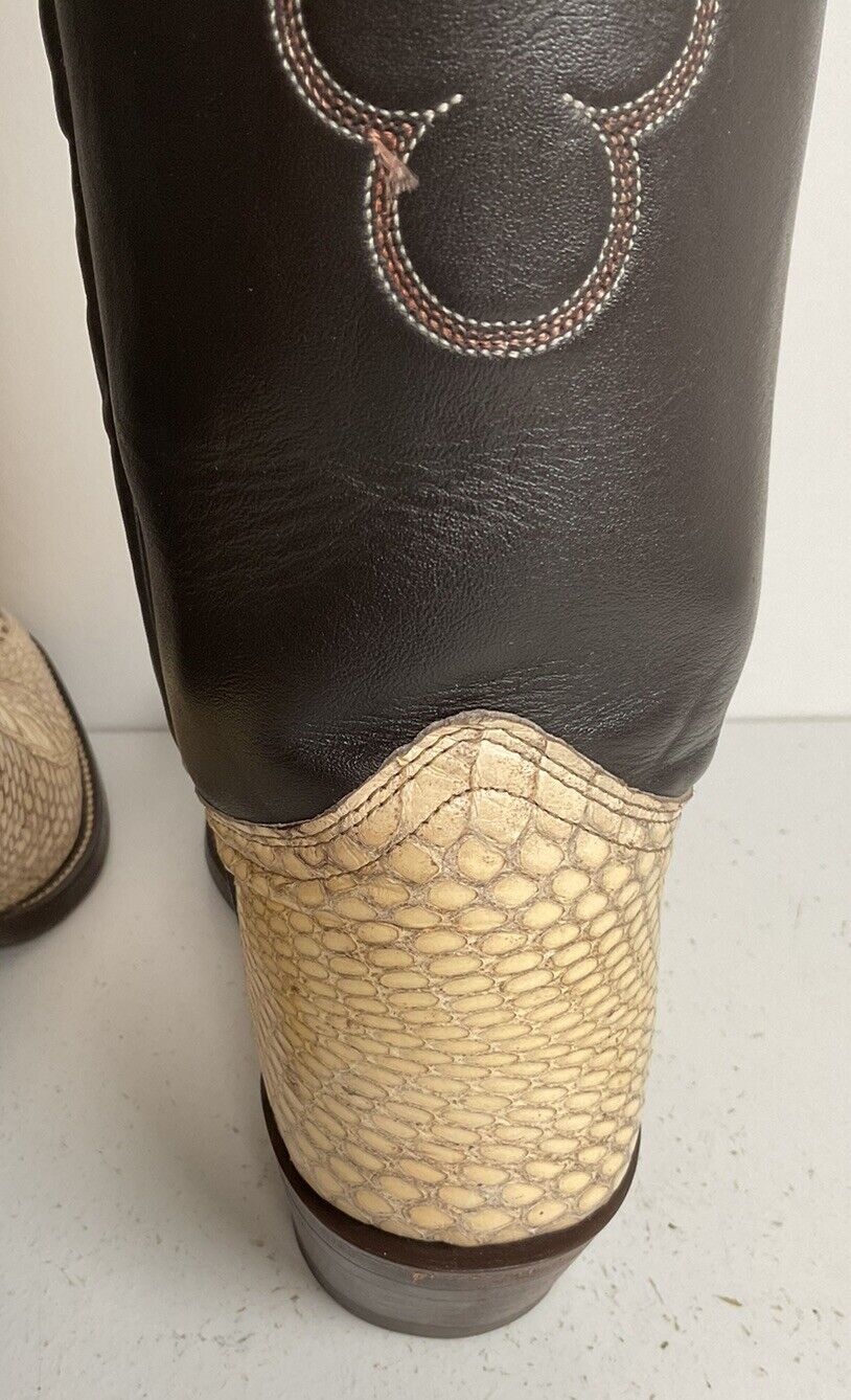 Vintage J Chisholm King Cobra Cowboy Boots 8 D Exotic Snakeskin Head Cut