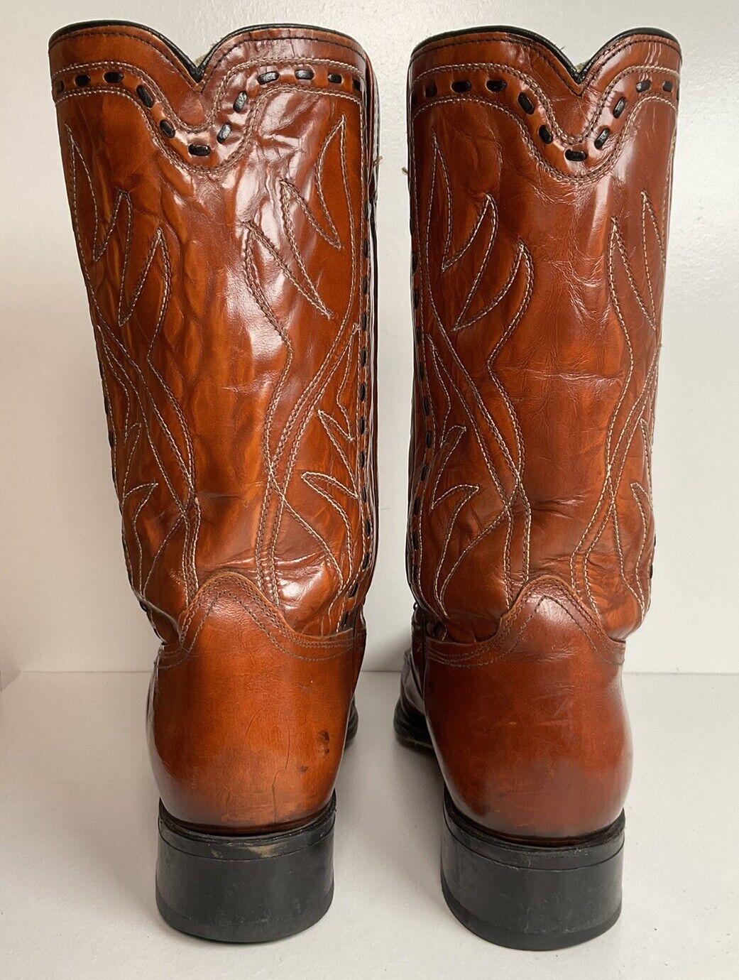 Vintage Dingo Acme Horseshoe Cowboy Boots 13 D Buck Stitched