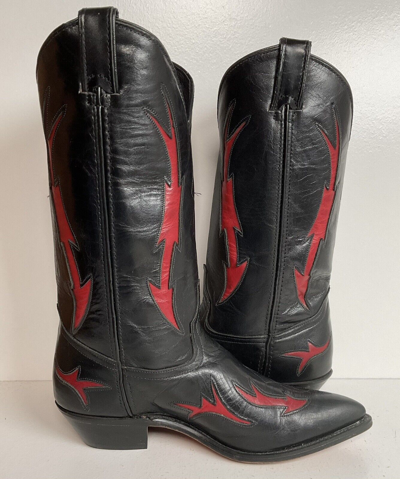 Vintage Code West for Dan Post Tooled Inlay Cowgirl Boots 7.5 M USA Made