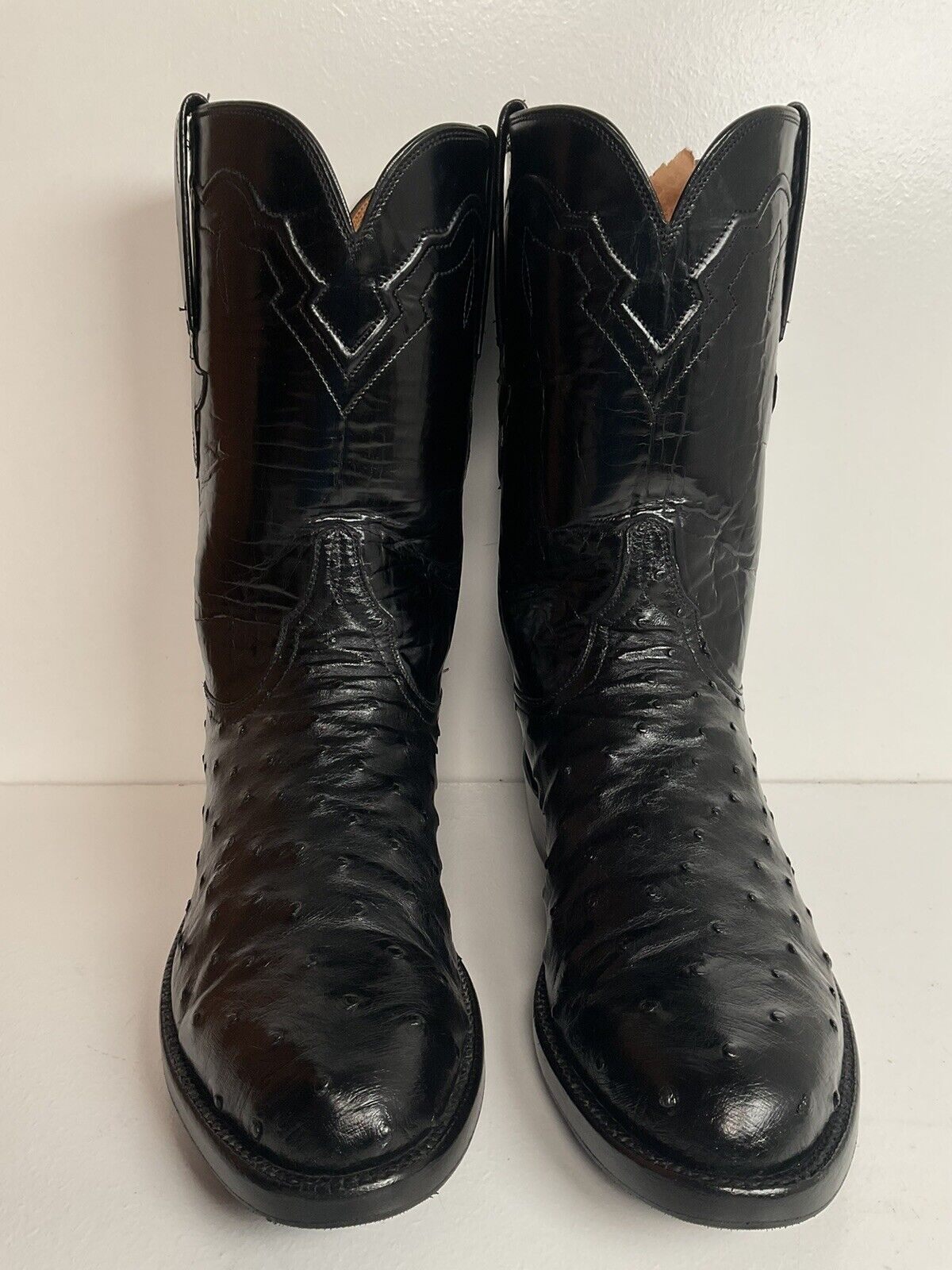 Lucchese Classics Handmade Ostrich Quill Roper Boots 8.5 D Exotic