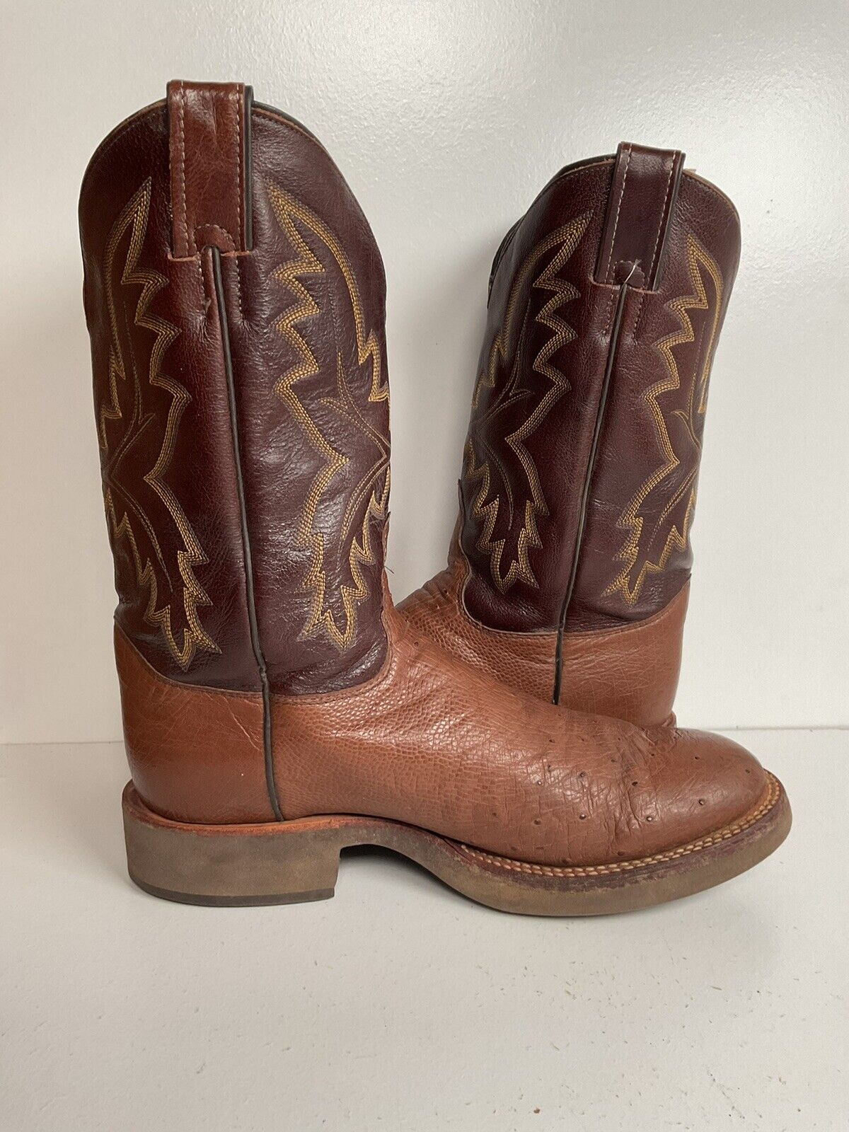 Justin Exotic Smooth Ostrich Tekno Crepe Western Work Boots 8.5 EE Style 5131