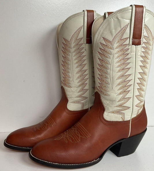 Hondo Calfskin Leather Cowgirl Boots 10 B White Upper