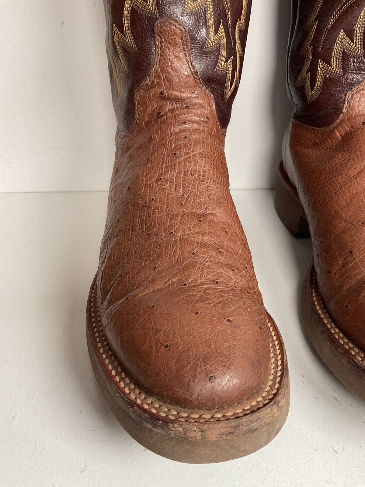 Justin Exotic Smooth Ostrich Tekno Crepe Western Work Boots 8.5 EE Style 5131