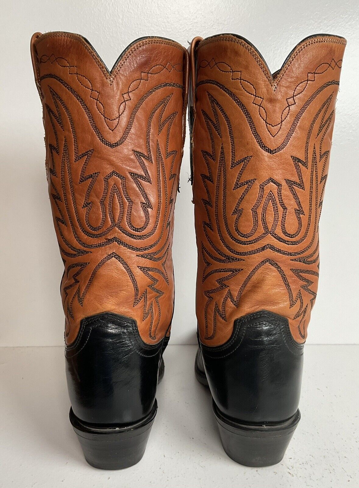 Lucchese 1883 Leather Cowgirl Boots 6.5 B Stitched Rust Brown