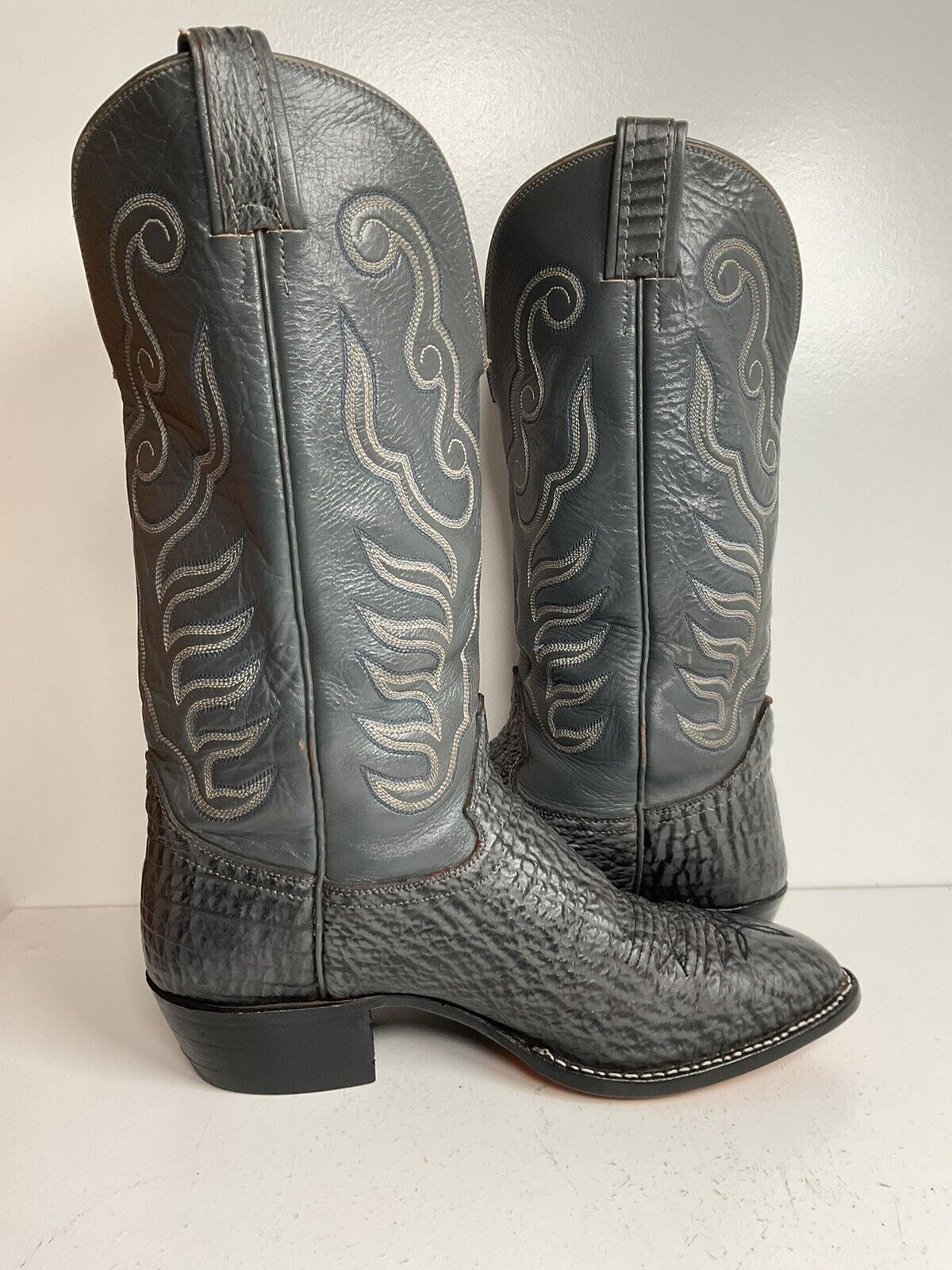 Hondo Exotic Sharkskin Cowboy Boots 8.5 D New Half Soles