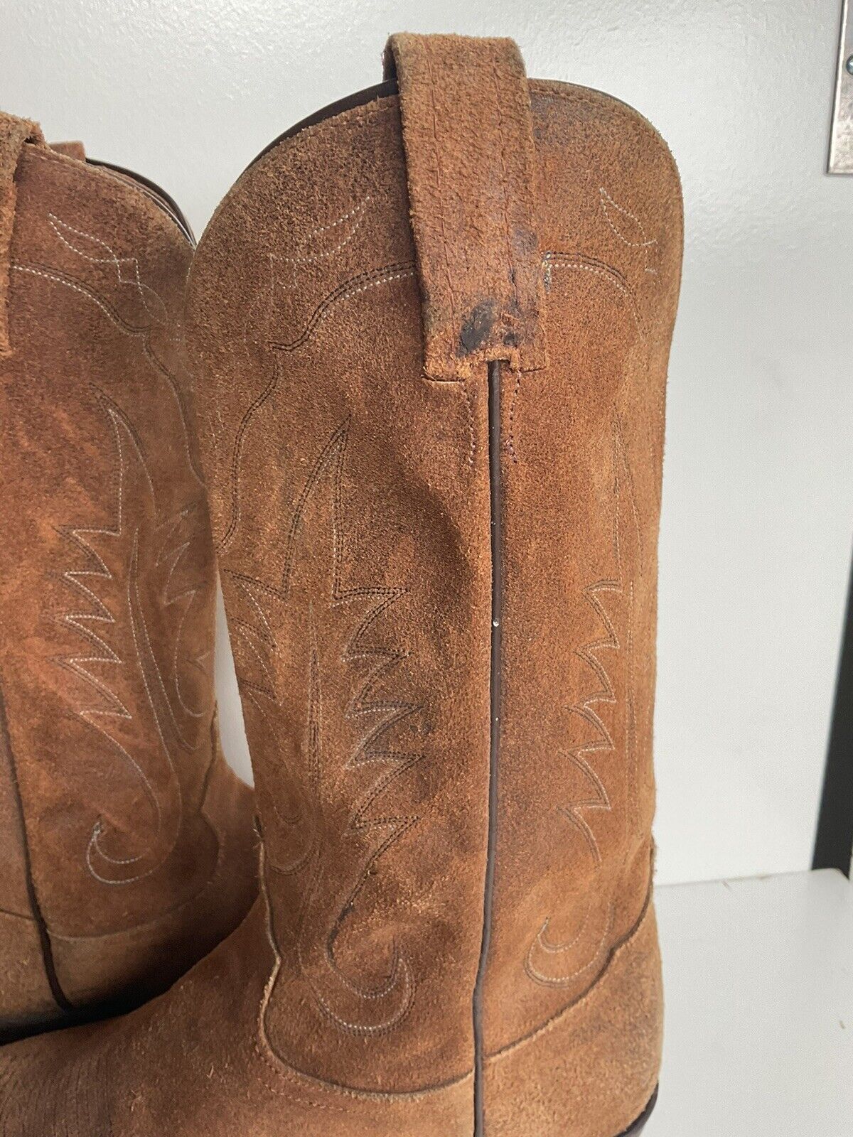 Tony Lama Full Rough Out Suede Cowboy Boots 12 D USA Made