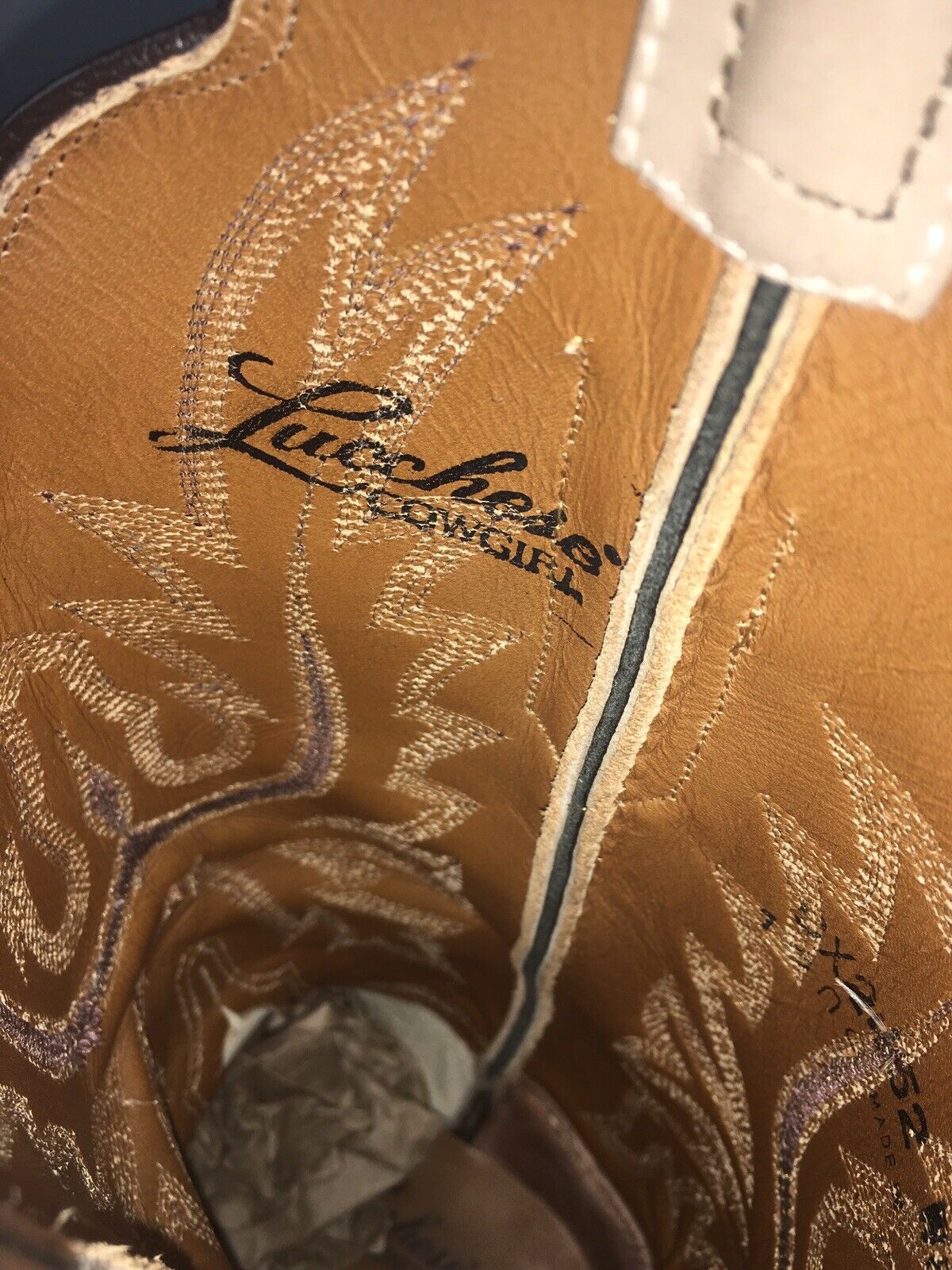 Lucchese Teju Lizard Cowgirl Boots 5 B Creme Stitched