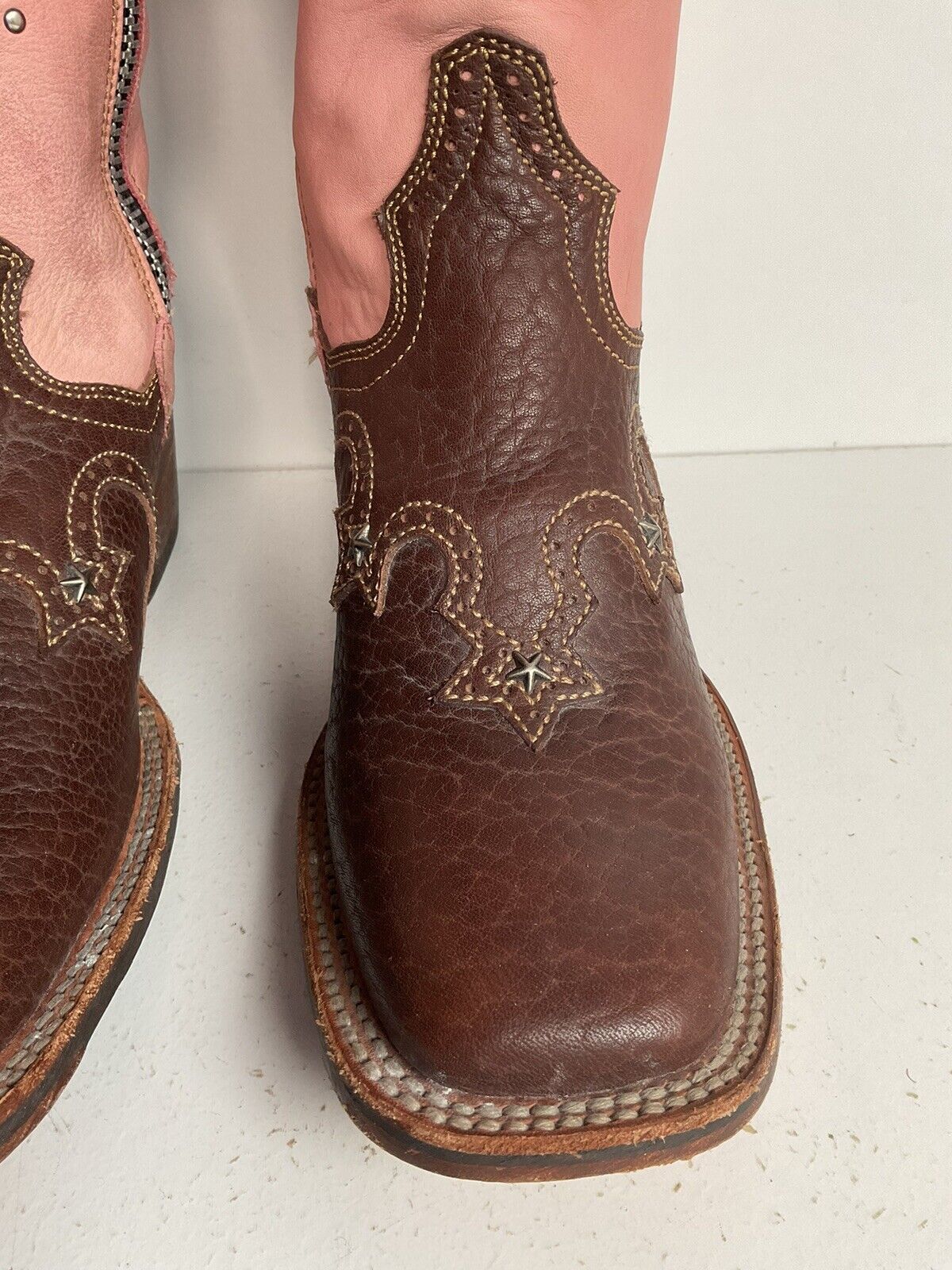 Dan Post 16” Fringe Cowgirl Boots 7.5 M Square Toe Star Inlay