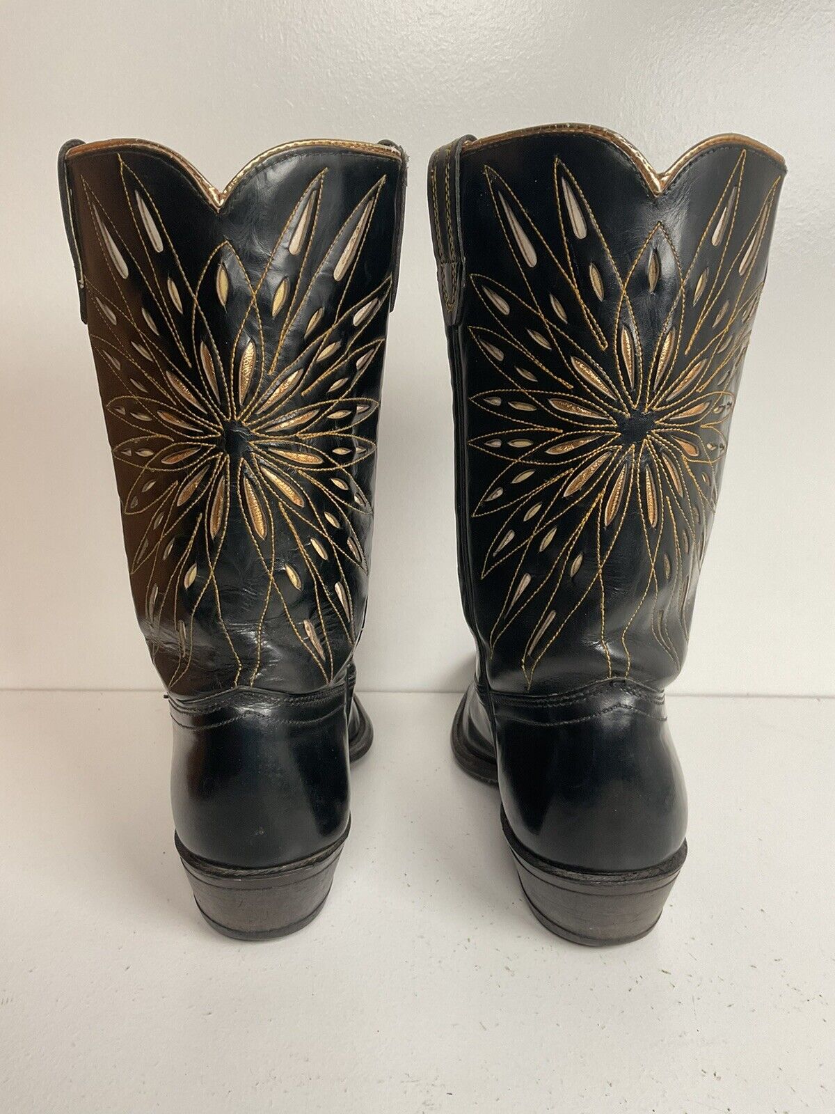 Vintage ACME Peewee Shorty Cowgirl Boots 5.5 C Starburst Inlay 60s 70s