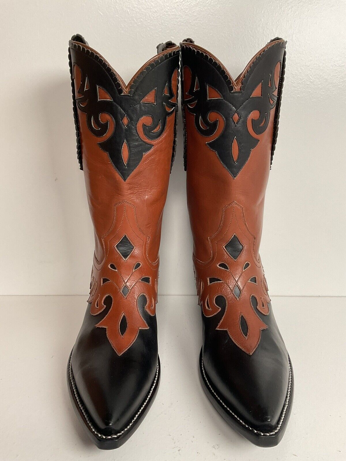 Vintage Rocketbuster Cowgirl Boots 4.5 Men | 5.5-6 Women Tooled Overlay Mule Ear