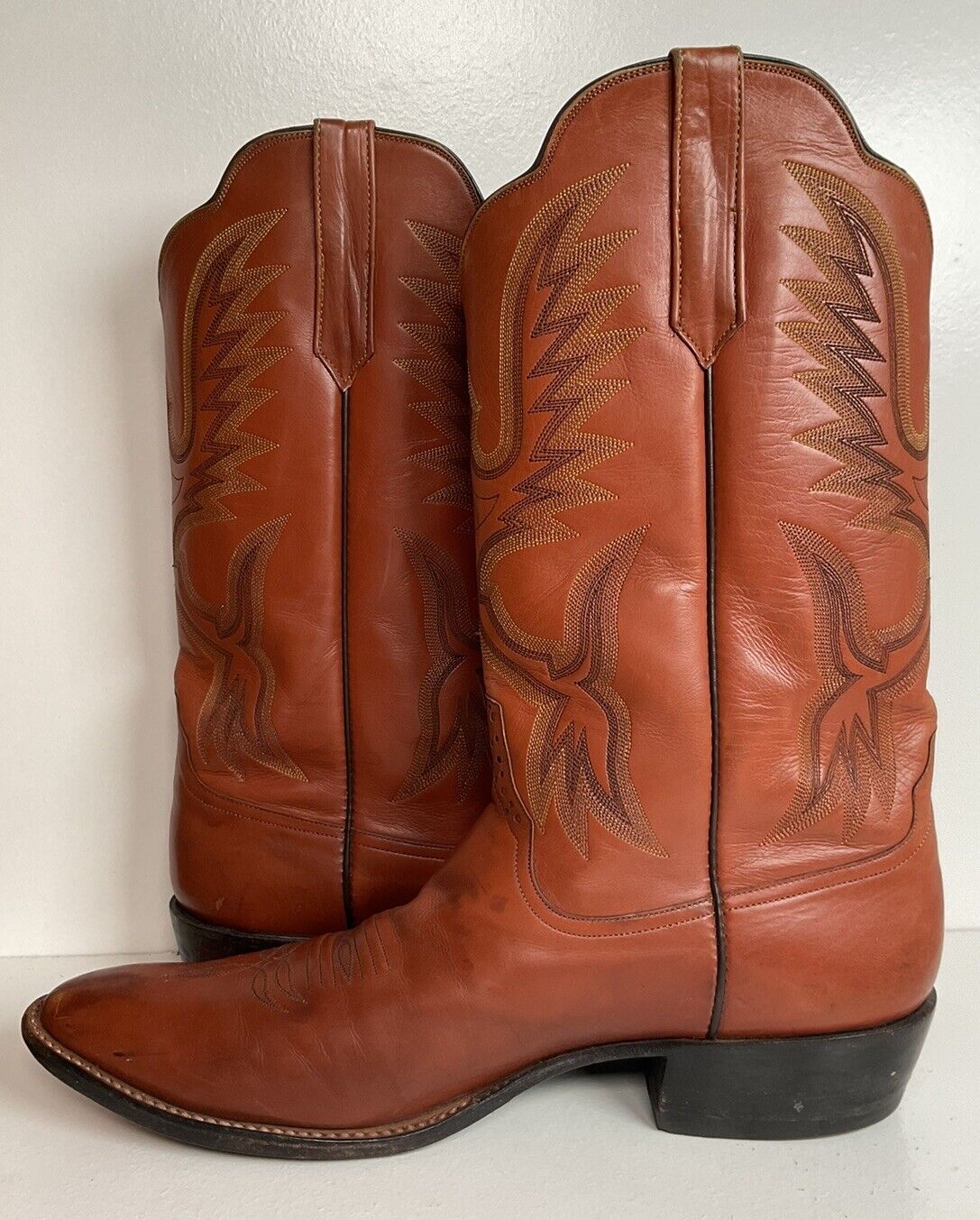 Rios of Mercedes Brown Leather Cowboy Boots 13 A Distressed