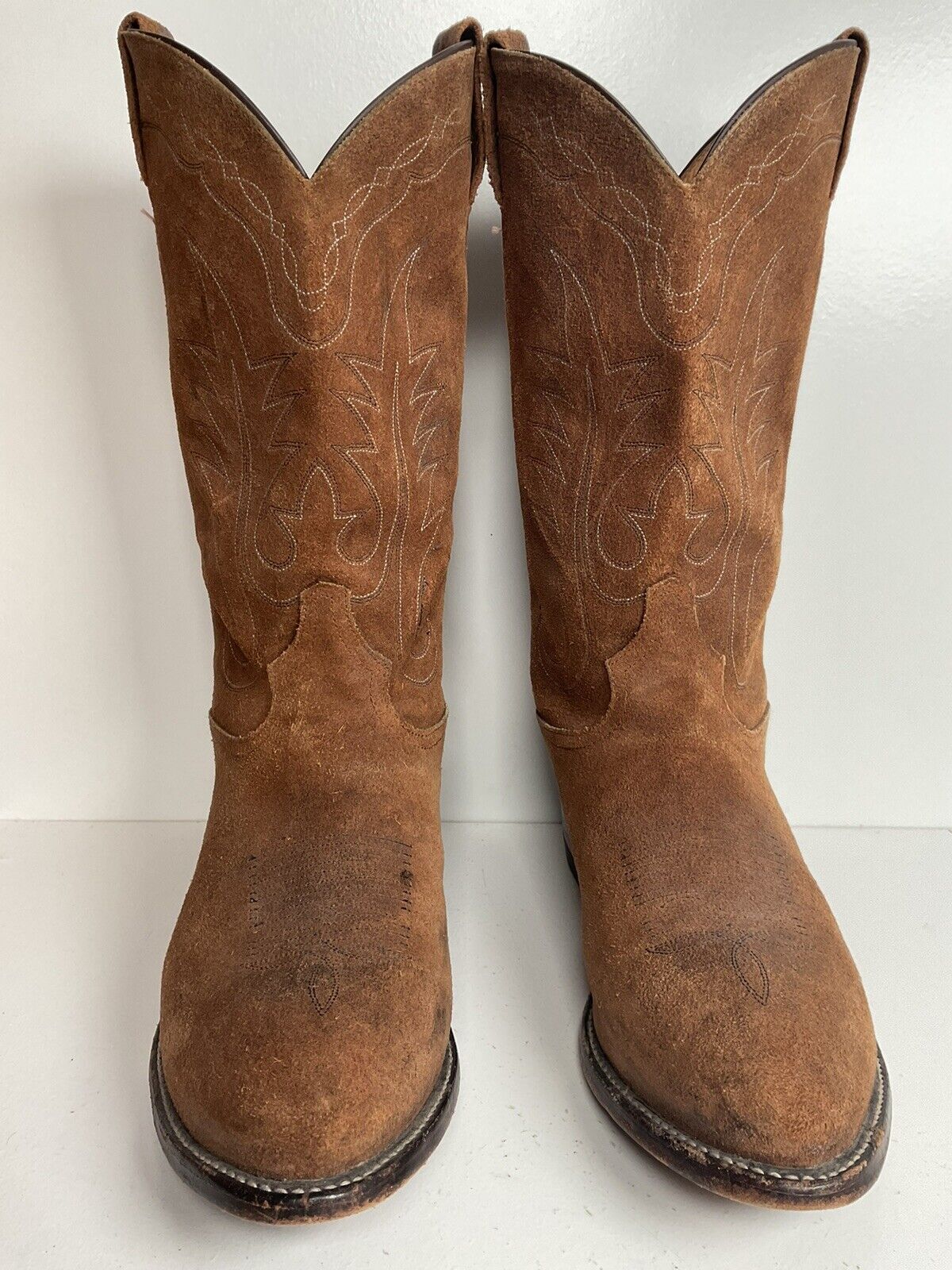 Tony Lama Full Rough Out Suede Cowboy Boots 12 D USA Made