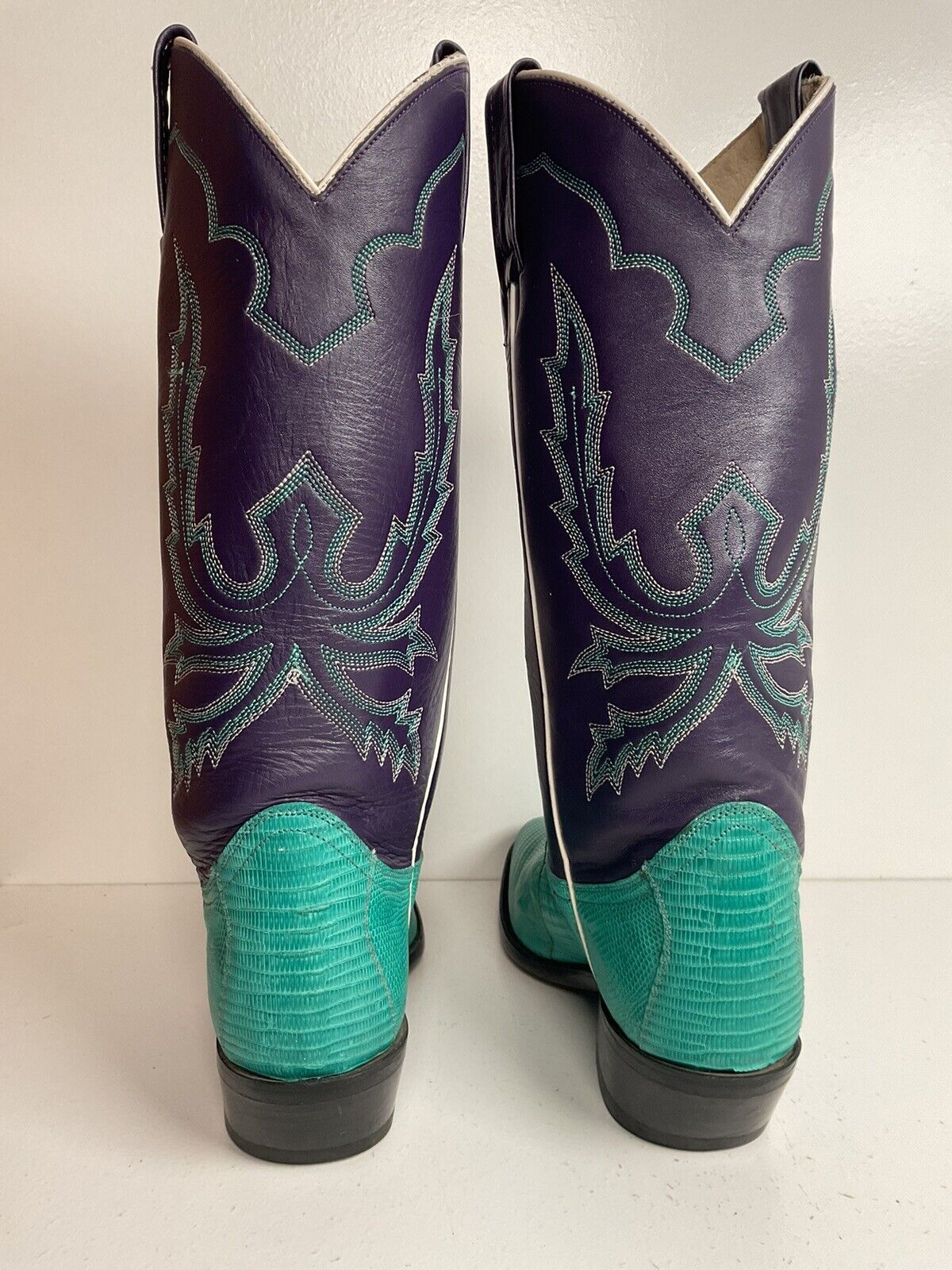 Dan Post Turquoise Cowgirl Boots 6 M Teju Lizard Vamp