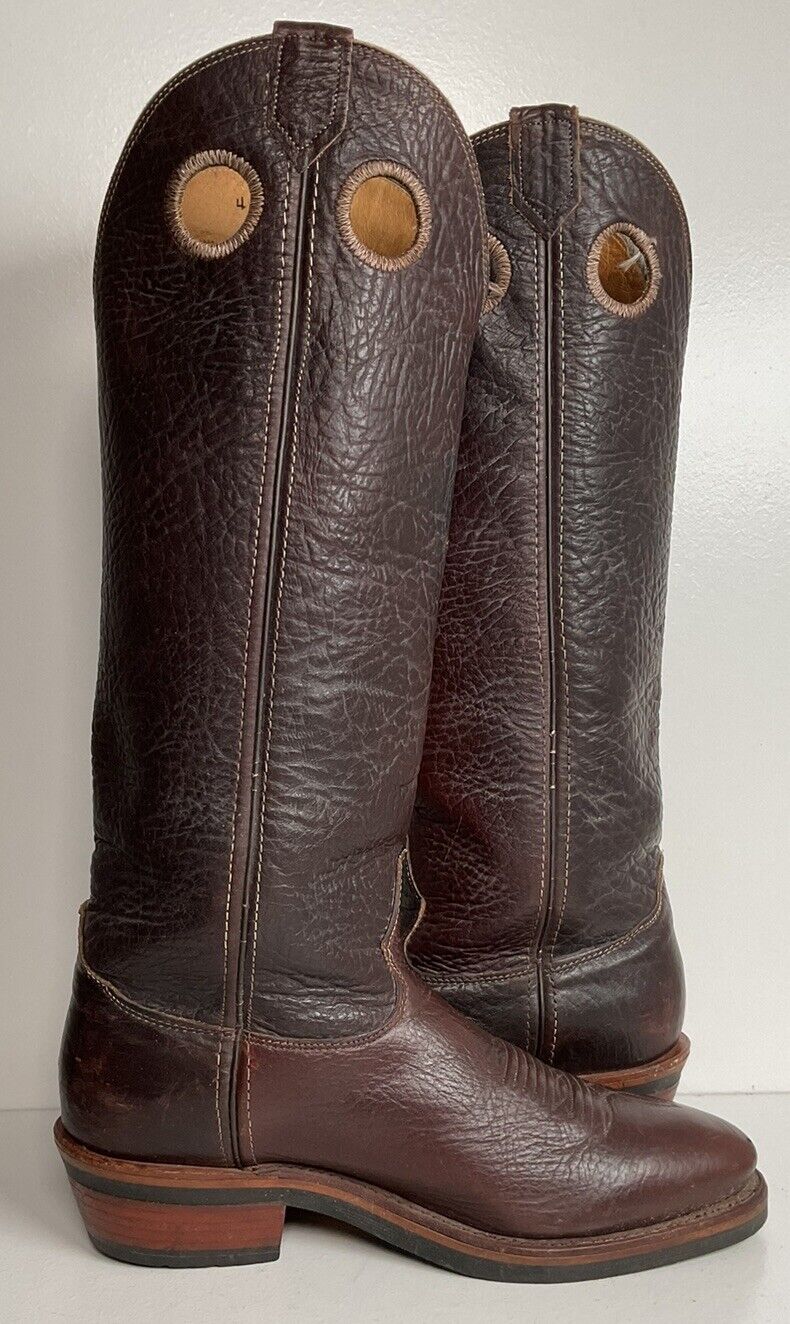 Chippewa Thick Bison Hide Buckaroo Cowboy Boots 9 D USA Made