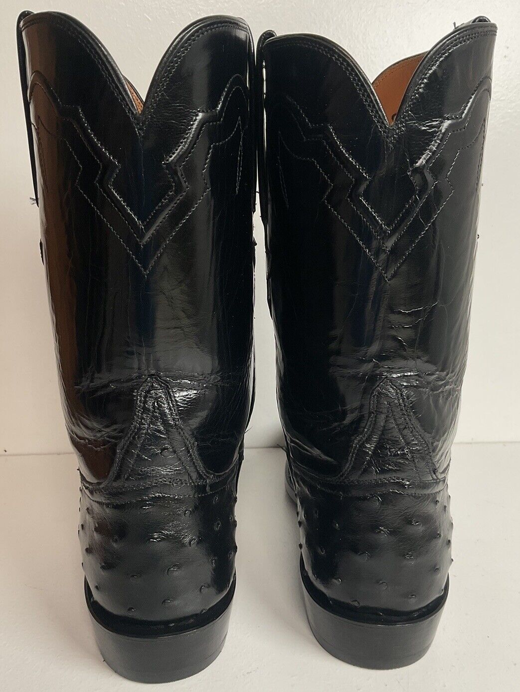 Lucchese Classics Handmade Ostrich Quill Roper Boots 8.5 D Exotic