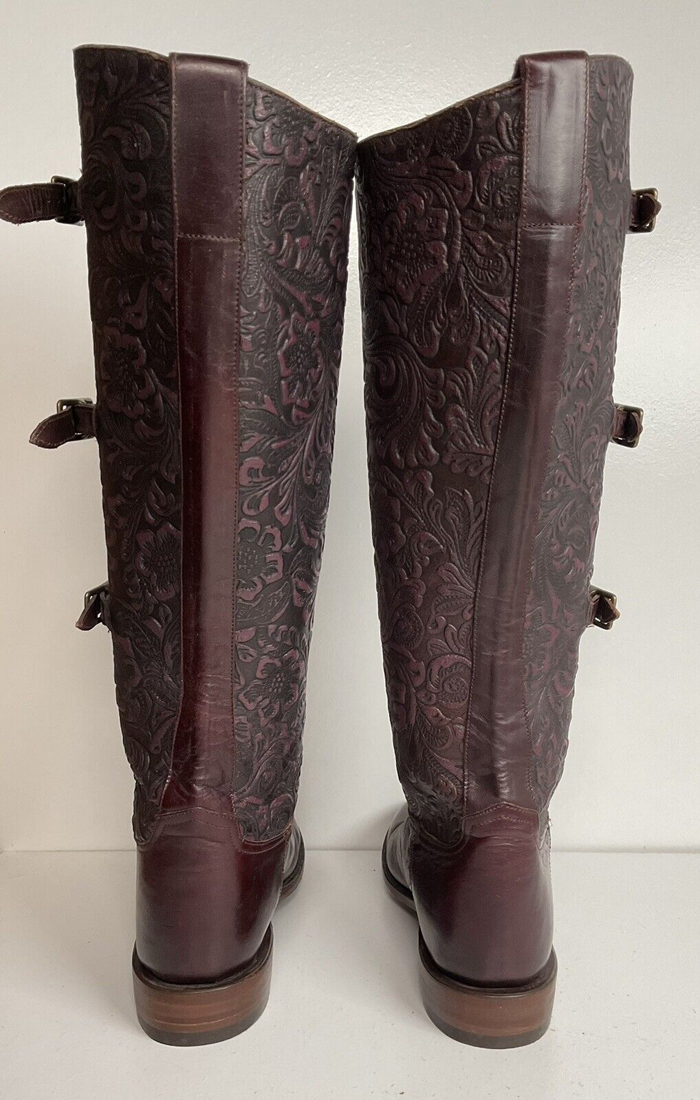 Lucchese Classics Women’s Riding Boots 8 B USA Made Tooled Upper