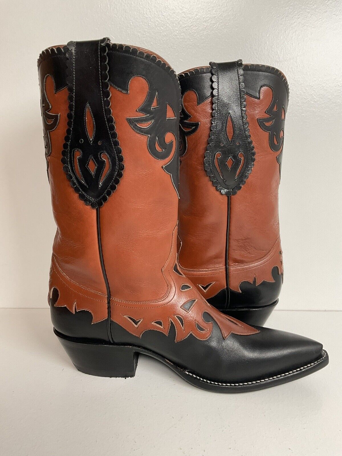 Vintage Rocketbuster Cowgirl Boots 4.5 Men | 5.5-6 Women Tooled Overlay Mule Ear