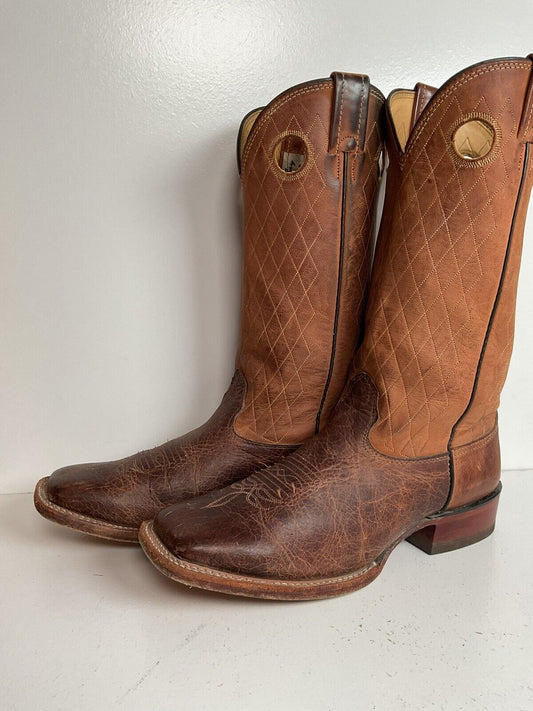 Larry Mahan 14” Square Toe Buckaroo Cowboy Boots 9.5 D Quilted Upper Punchy