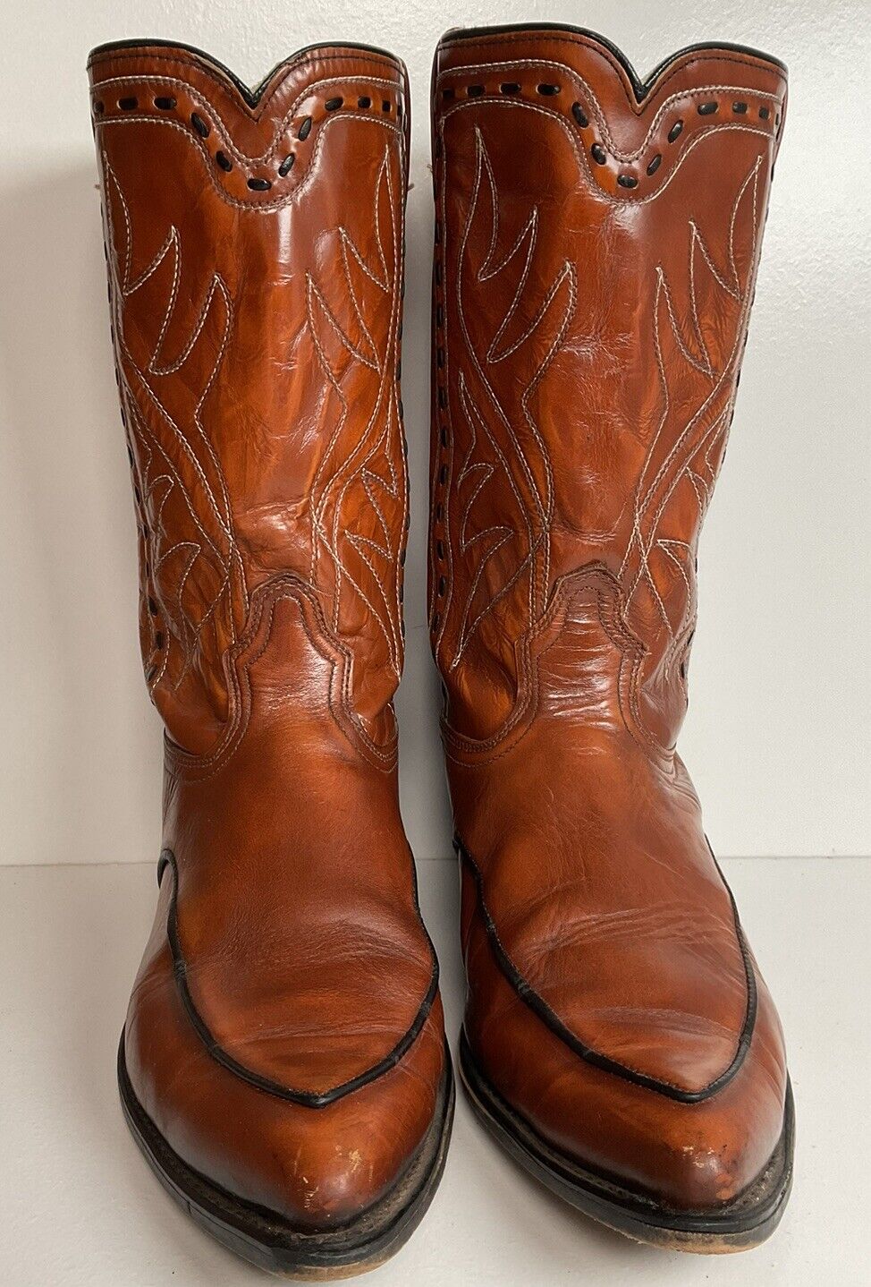 Vintage Dingo Acme Horseshoe Cowboy Boots 13 D Buck Stitched