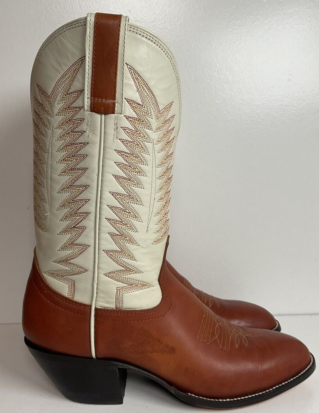 Hondo Calfskin Leather Cowgirl Boots 10 B White Upper