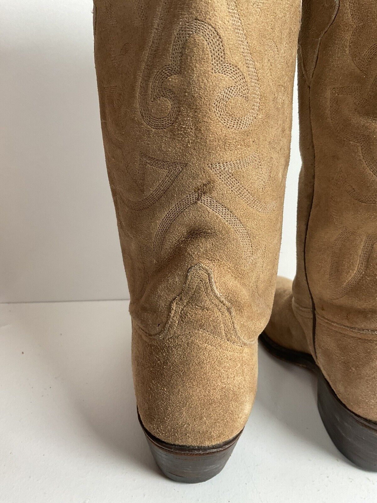 Vintage Lucchese Full Rough Out Suede Cowgirl Boots 8 B Billy Martin’s Custom