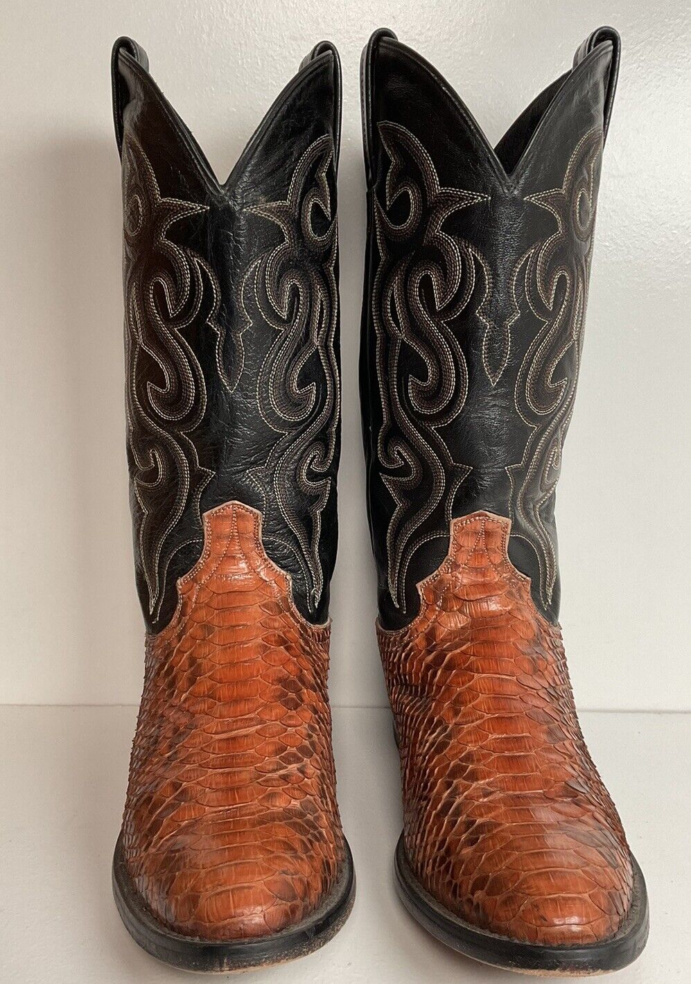 Dan Post Rust Brown Python Snakeskin Cowboy Boots 9 D Back Cut