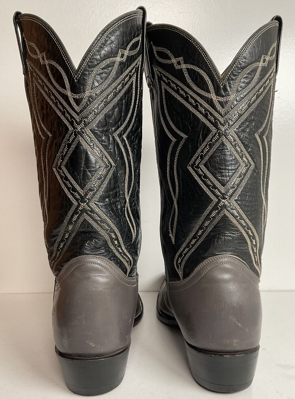 Vintage Tony Lama Grey Lizard Wingtip Cowboy Boots 10.5 D Gold Label New Half Soles