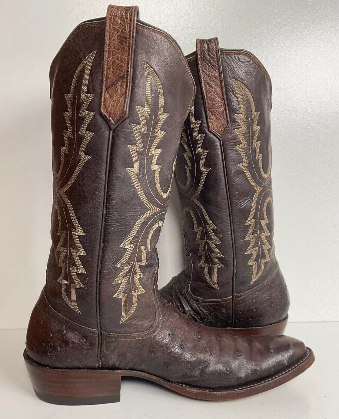 Vintage Rios Of Mercedes Exotic Ostrich Quill Cowboy Boots 8.5 B New Welts