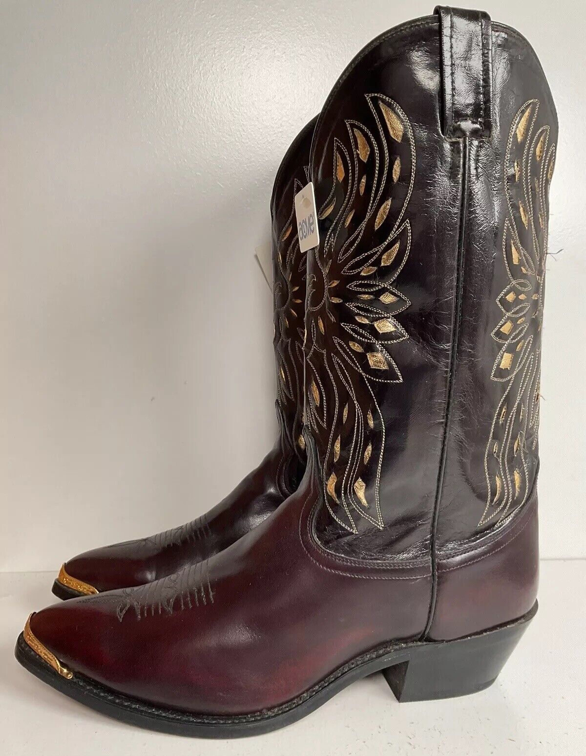 Vintage ACME Glitter Thunderbird Cowboy Boots 12 EW New Old Stock Tooled Inlay