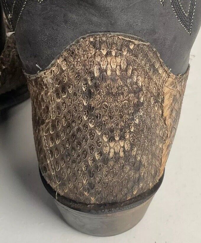 Code West For Dan Post Diamondback Rattlesnake Cowboy Boots 11 M Snip Toe